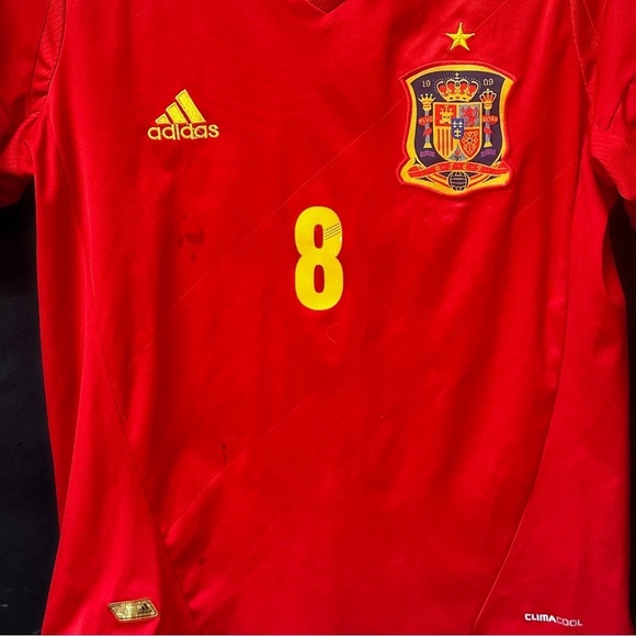 Adidas Spain National Team Red Yellow Soccer Jersey - Picture 4 of 9
